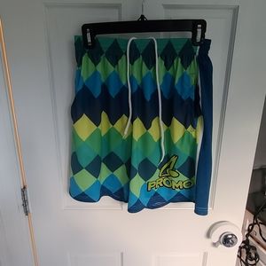 NWOT Promo Lacrosse Boys Blue/Green/Yellow Argyle Lacrosse Shorts - Youth XL